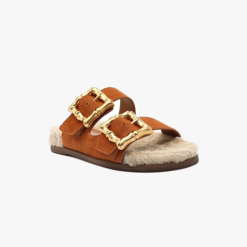 SCHUTZ ENOLA WEEKEND SPORTY COW SUEDE SANDALS Size  7